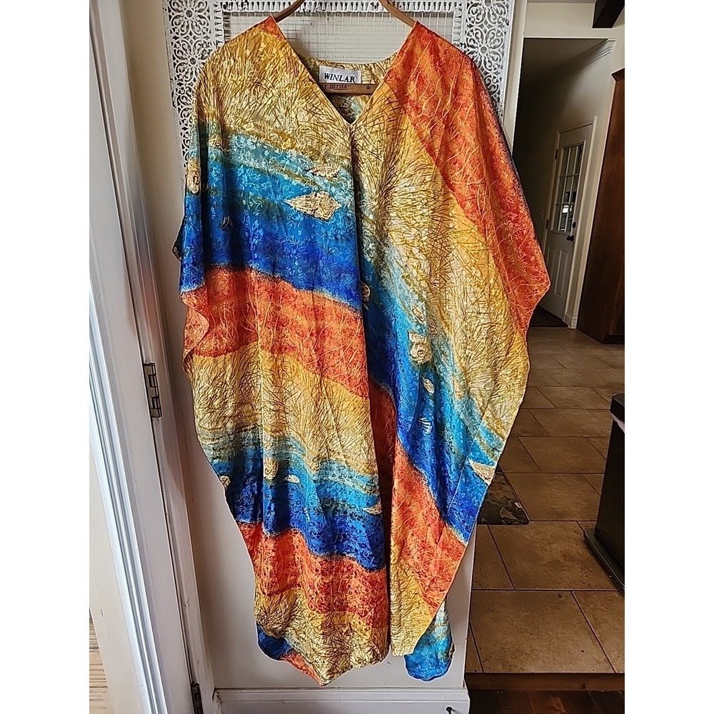 Winlar Caftan Kaftan Dress Vintage Shimmery Beach 2X Resortwear - Picture 2 of 15